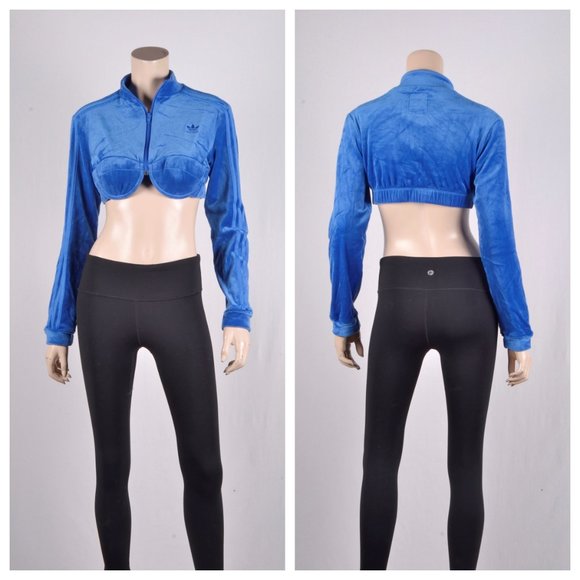 adidas x Jeremy Scott Edition Cropped Velour Track Jacket - Picture 2 of 6